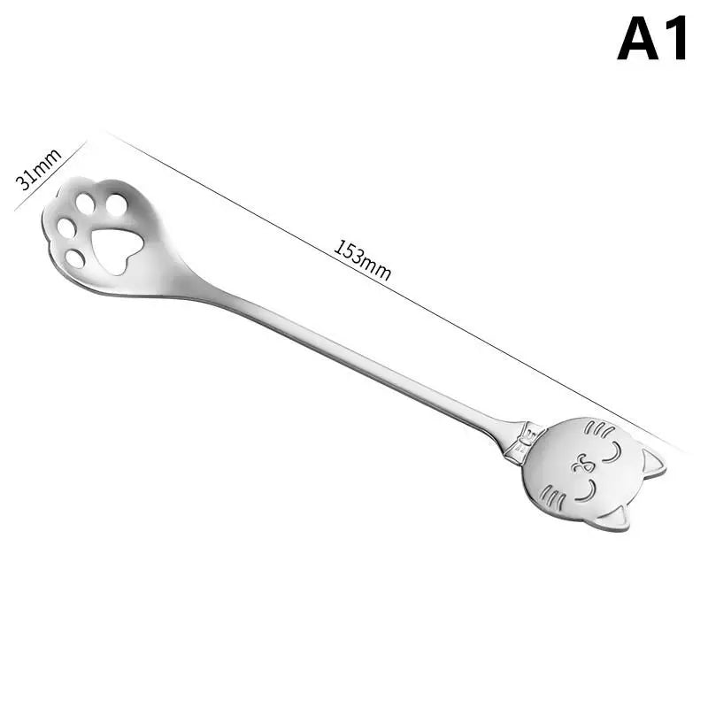 Creative Cat Claw Spoon Ice Cream Cake Dessert Teaspoon Scoops Tableware Kitchen Accessories Stainless Steel Coffee Mixing Spoon