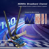EDUP 5374Mbps WiFi 6E Intel AX210 PCIe Wireless WiFi Adapter PCI Express 2.4G/5G/6GHz 802.11AX Bluetooth5.3 For Desktop Win10/11