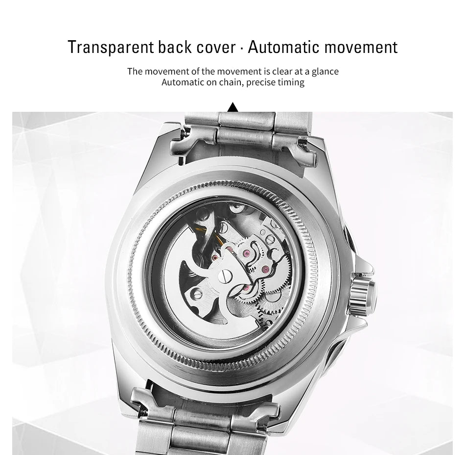 2024WINNER Original Colored Diamonds Mechanical Waterproof Men's Watch Automatic Movement Stainless Steel Luxury Watches