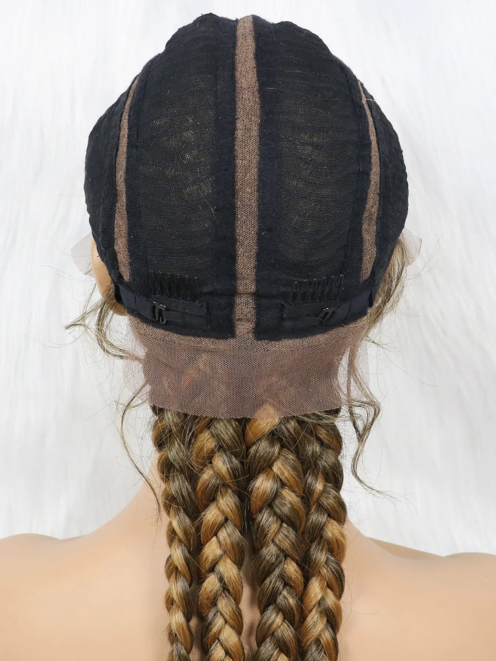 KIMA New Arrival 26 Inches Braided Wigs Synthetic Lace Front Hair Wig With Baby Hair for Black Women