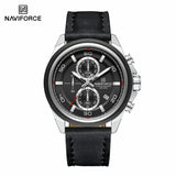 Original NAVIFORCE Business Luxury Leather Strap Men Watches Sports Chronograph Watch for Man 3ATM Waterproof Quartz Wristwatch