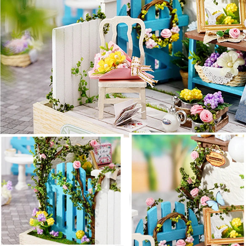 Coffee Shop Wooden Mini Doll House DIY Small House Kit Making And Assembling Room Models Toys For Kid Birthday Gifts Dollhouse