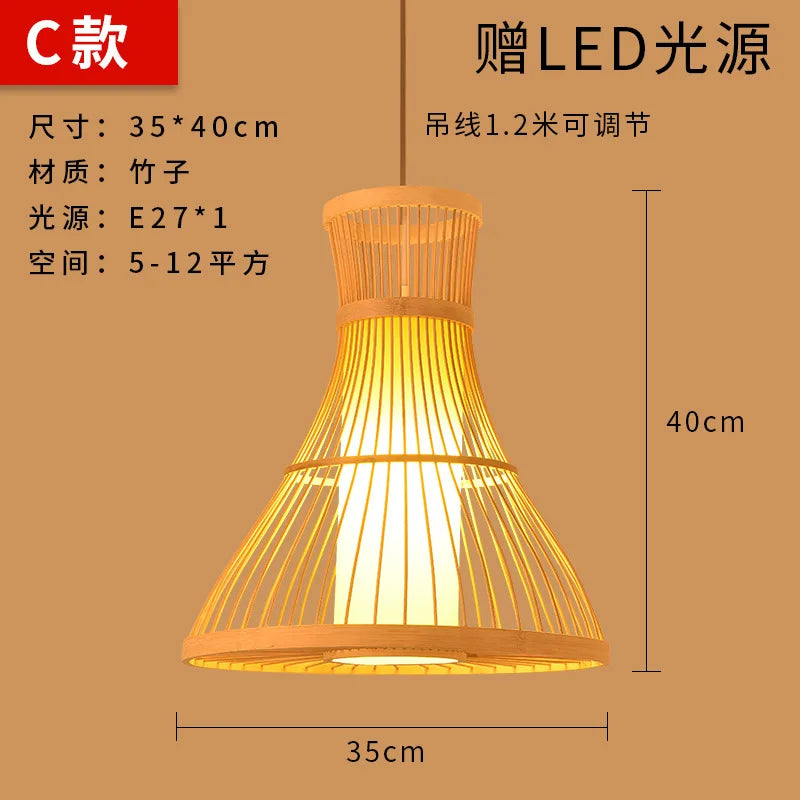 Bamboo Artwork Chandelier Lantern Tea Room Restaurant Restaurant Hot Pot Restaurant Japanese Style Retro Zen