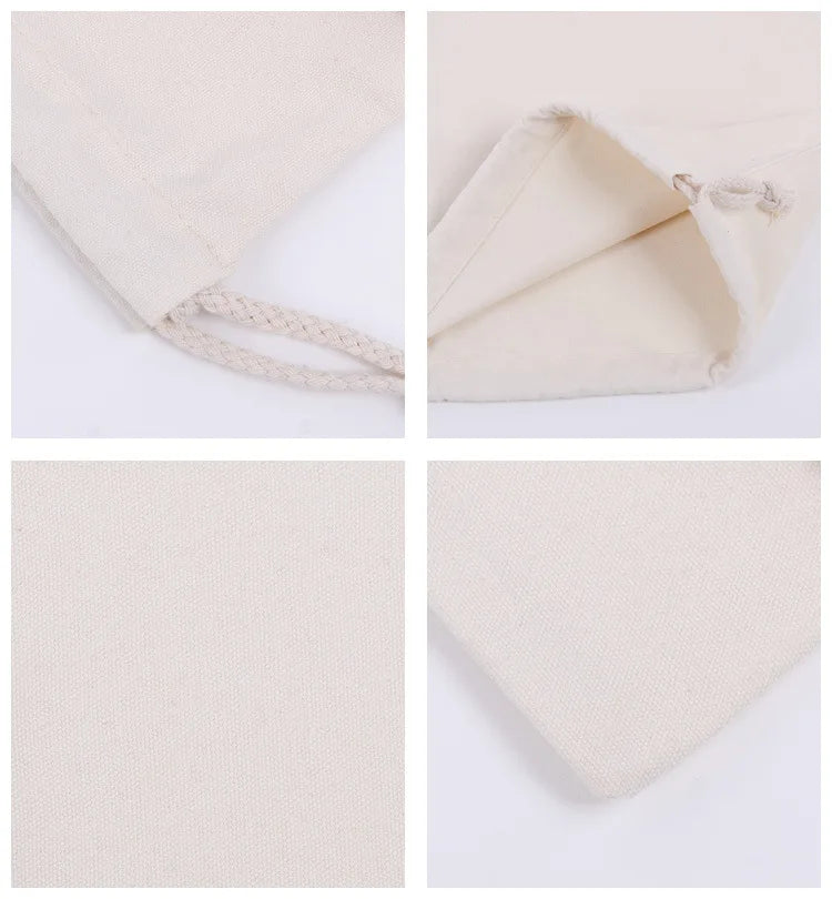Cotton Drawstring Storage Bag White Canvas Bags for Candy Gift Package Pouch Reusable Home Sundries Organize Dustproof Sacks