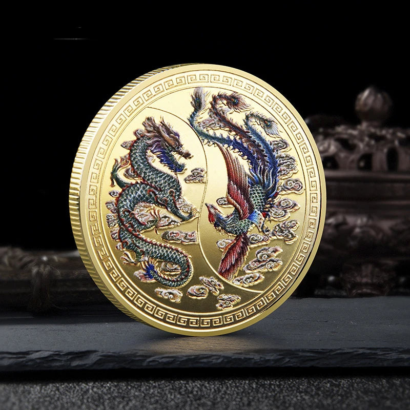 Souvenir Coin China Dragon and Phoenix Auspicious Commemorative Coin Collection