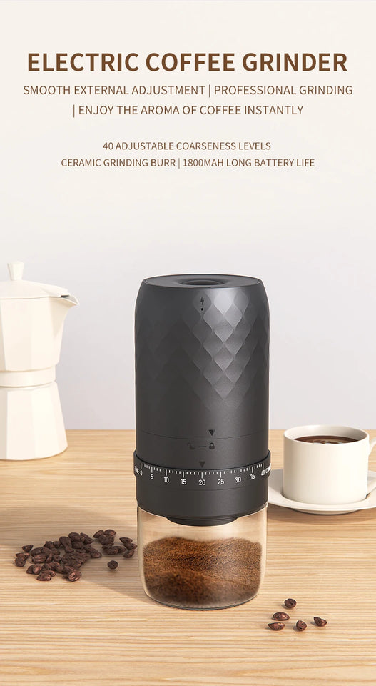 Home Coffee Grinder Portable Electric Coffee Grinder with Cleaning Brush Travel/Camping/Home/Office Dedicated Espresso Grinder