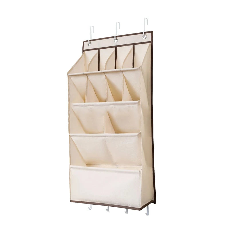 Multi-pockets Wall Storage Bag Large Over Door Hanging Shoe Organiser Behind Doors with 4 Metal Hooks Shoes Rack Storage Bags