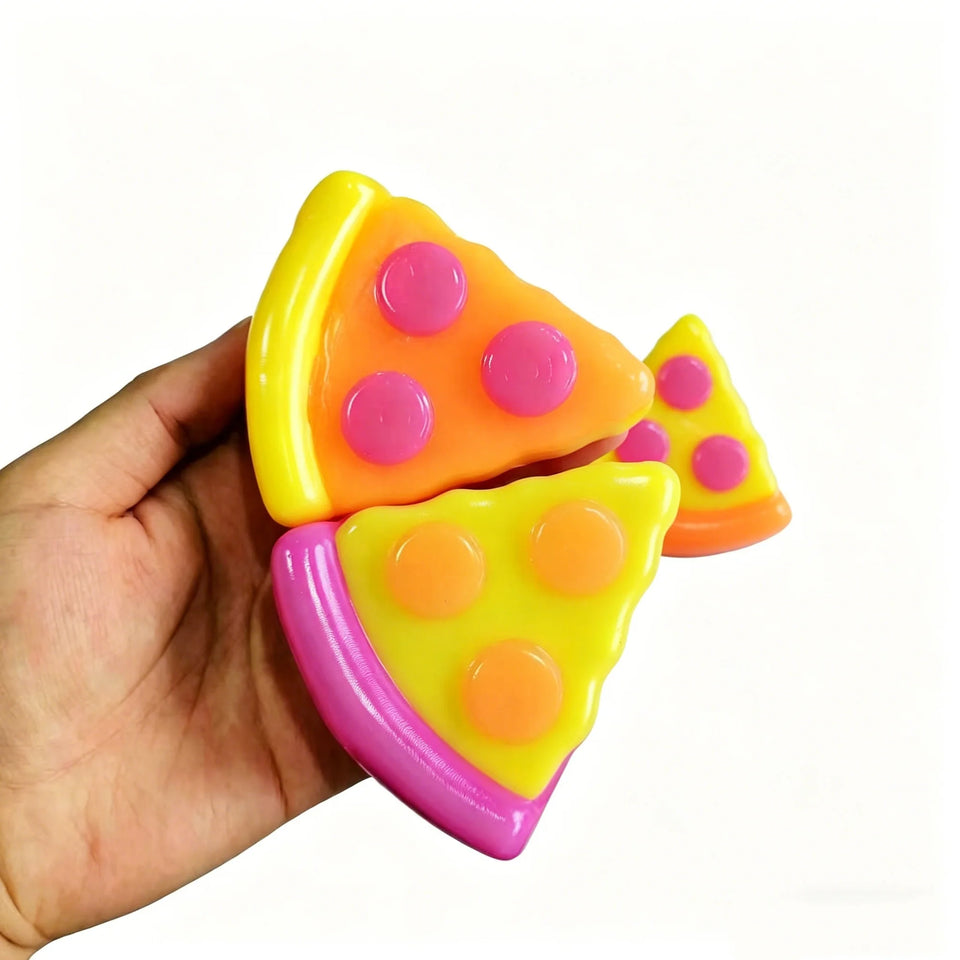 Pizza Shaped Soft Sensory Fidget Cube  Stress Relief Anti-Anxiety Squishy Squeeze Toy Focus Relax Gadget Toy for Adults Gift