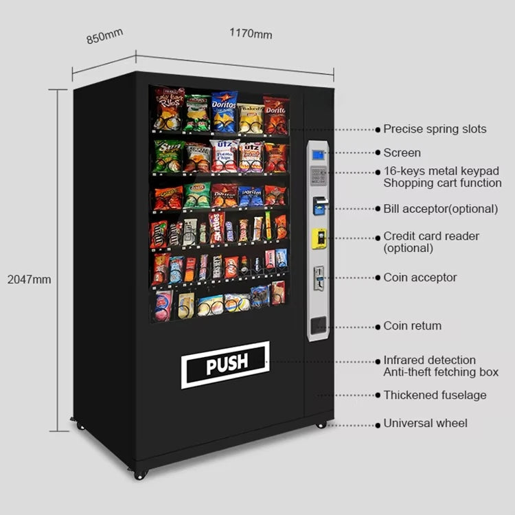 Snack and  Beverages Refrigerated  Automatic Vending Machines for Retail Items Vending Machines