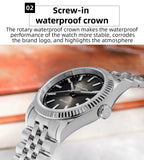 ADDIESDIVE AD2073 Men's Business Watch Sapphire Glass Stainless Steel Quartz Wristwatches Gradient Red Dial Watches Reloj Hombre