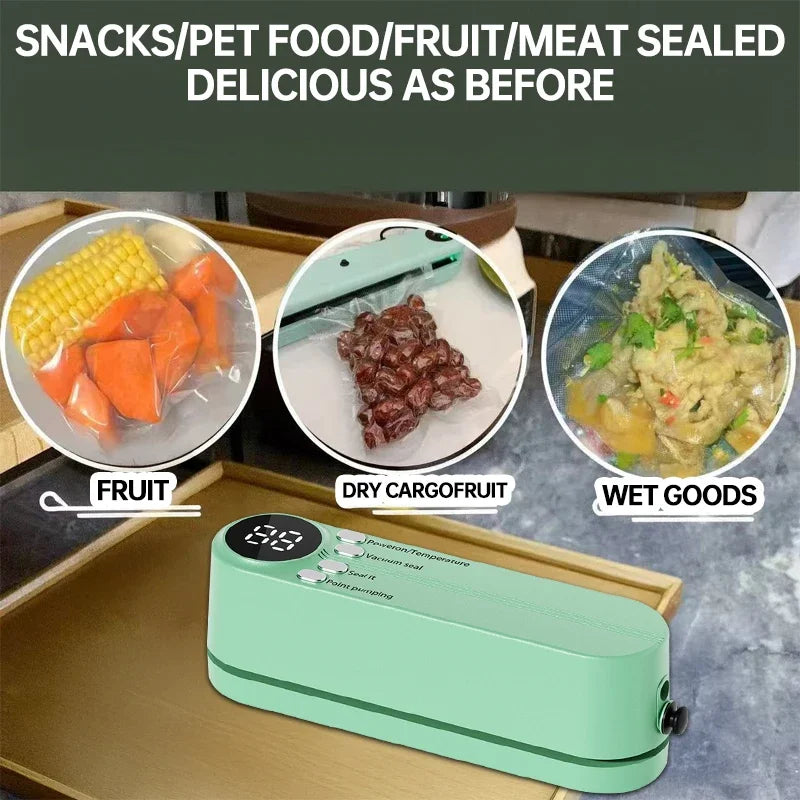 Mini Vacuum Sealer Machine Bag Rolls Food Sealer Compact Food Preservation System with Vacuum Bags & Inhalation tool kit