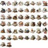50/100PCS Cartoon Coffee Book Theme Sticker Transparent PET Decorative Skateboard Helmet Guitar Waterproof Stickers Kids Toy
