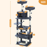 Multi-Level Cat Tree Tower with Scratching Posts&Board, Hammock, Cat Condo, Spacious Top Perch,Dangling Balls for Indoor Cats