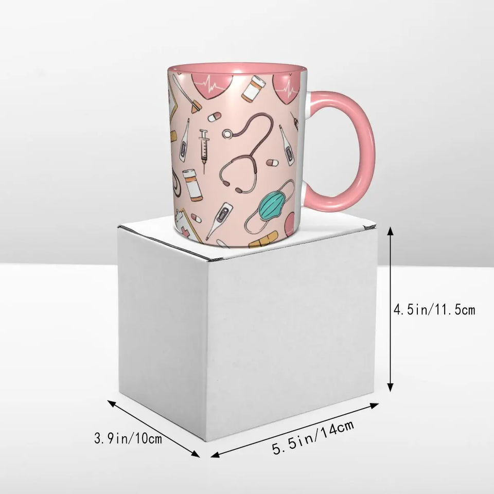 Pink Doctor Nurse Coffee Mugs DIY Customized Enfermera En Apuros Ceramic Milk Tea Mug Cup