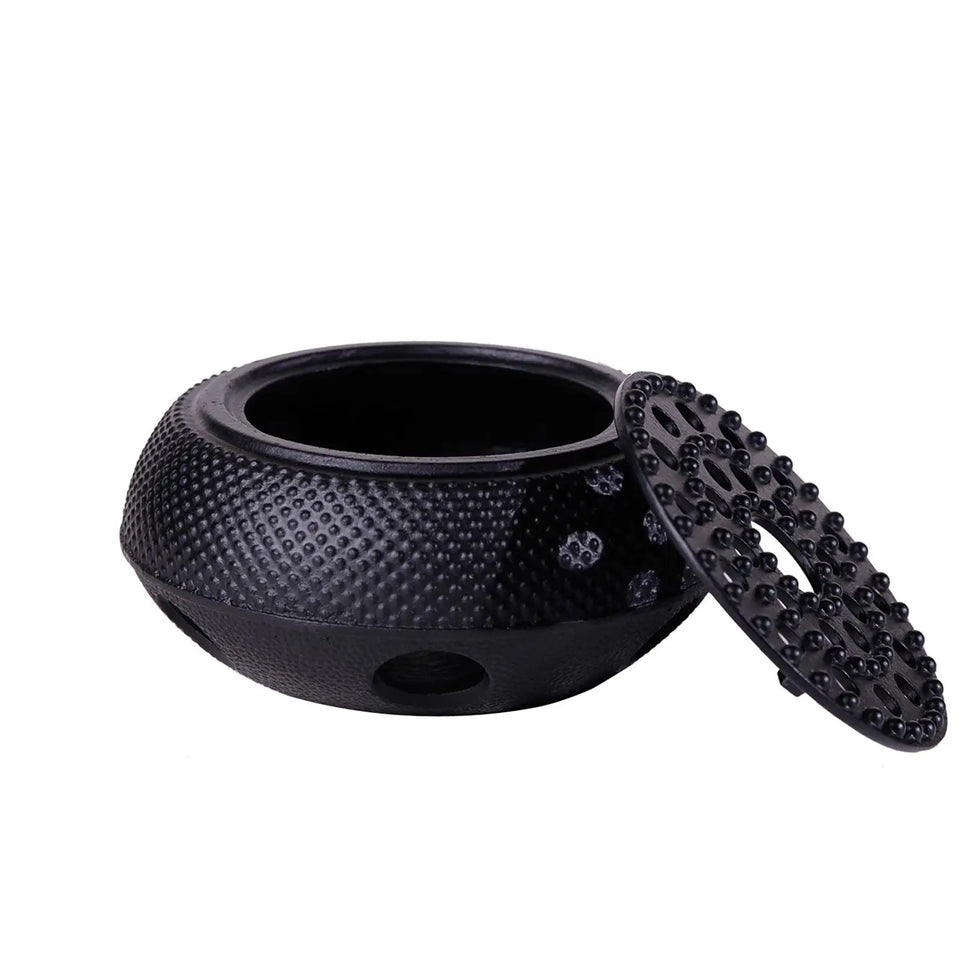 Black Cast Iron Teapot Warmer Candle Stand Holder Stove Heater Tea Pot Holder for Heating Tea, Coffee and Milk