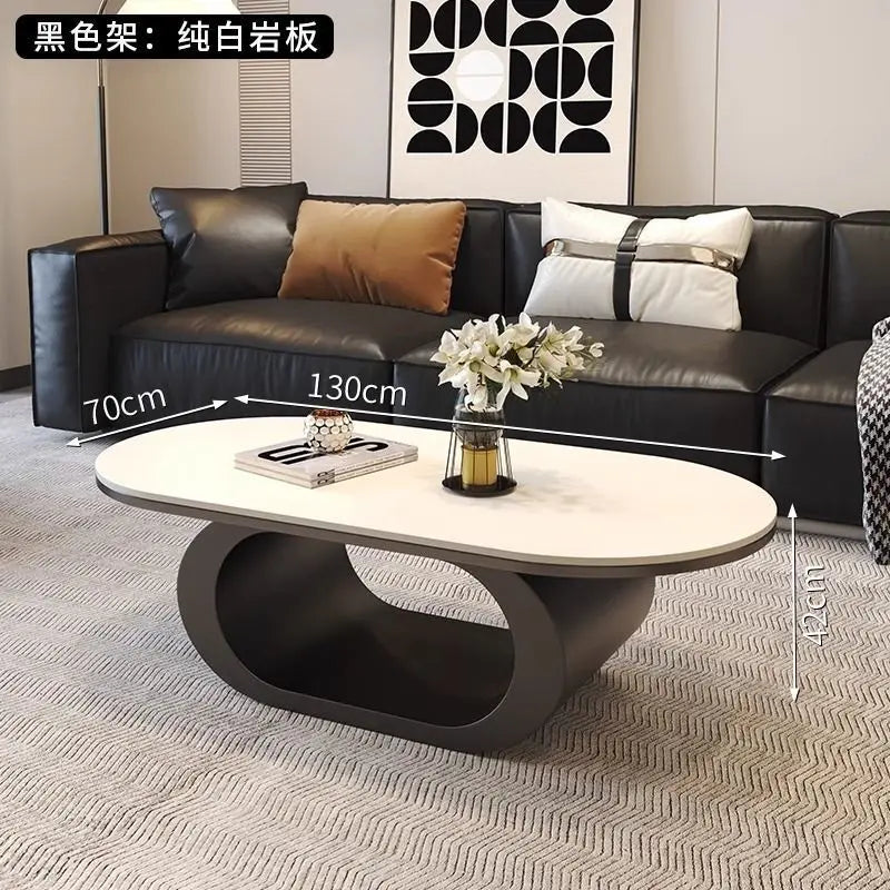 Italian minimalist new rock slab coffee table living room home simple modern high-end combination light luxury oval tea table