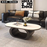 Italian minimalist new rock slab coffee table living room home simple modern high-end combination light luxury oval tea table