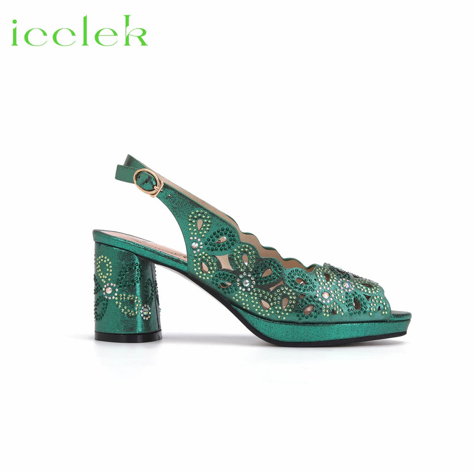 New Fashionable Coffee Color Peep Toe Ladies Shoes Matching Bag Set For Nigerian Women Wedding Party Pump