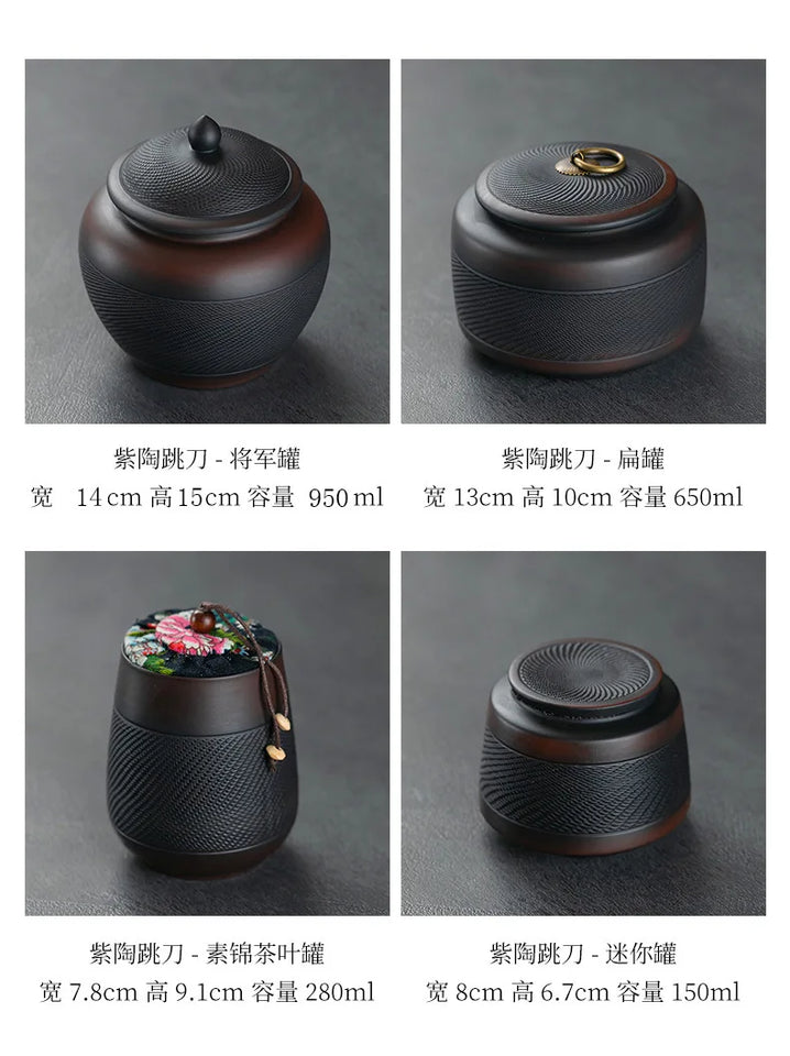 tea organizer Porcelain Purple pottery tea can Sealed moisture-proof jar ceramic purple clay awaken tea jar Pu erh storage jars