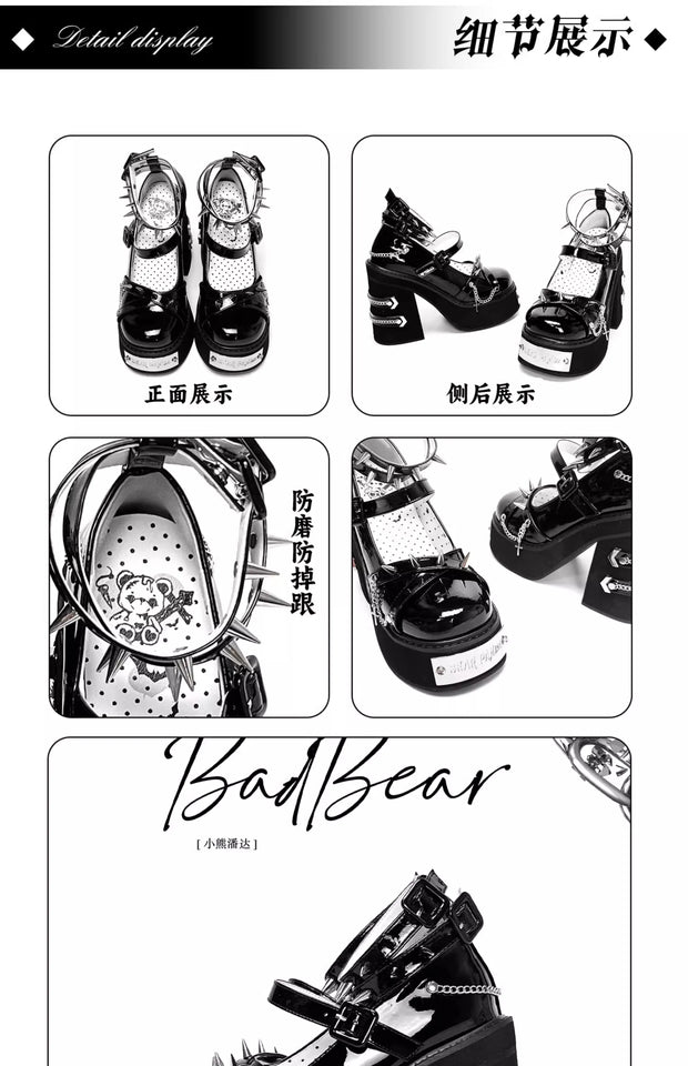 Japanese Retro Gothic Y2k Subculture Rivets Thick Heels High Heels Women's Shoes Sweet Lolita Shoes Spicy Girl