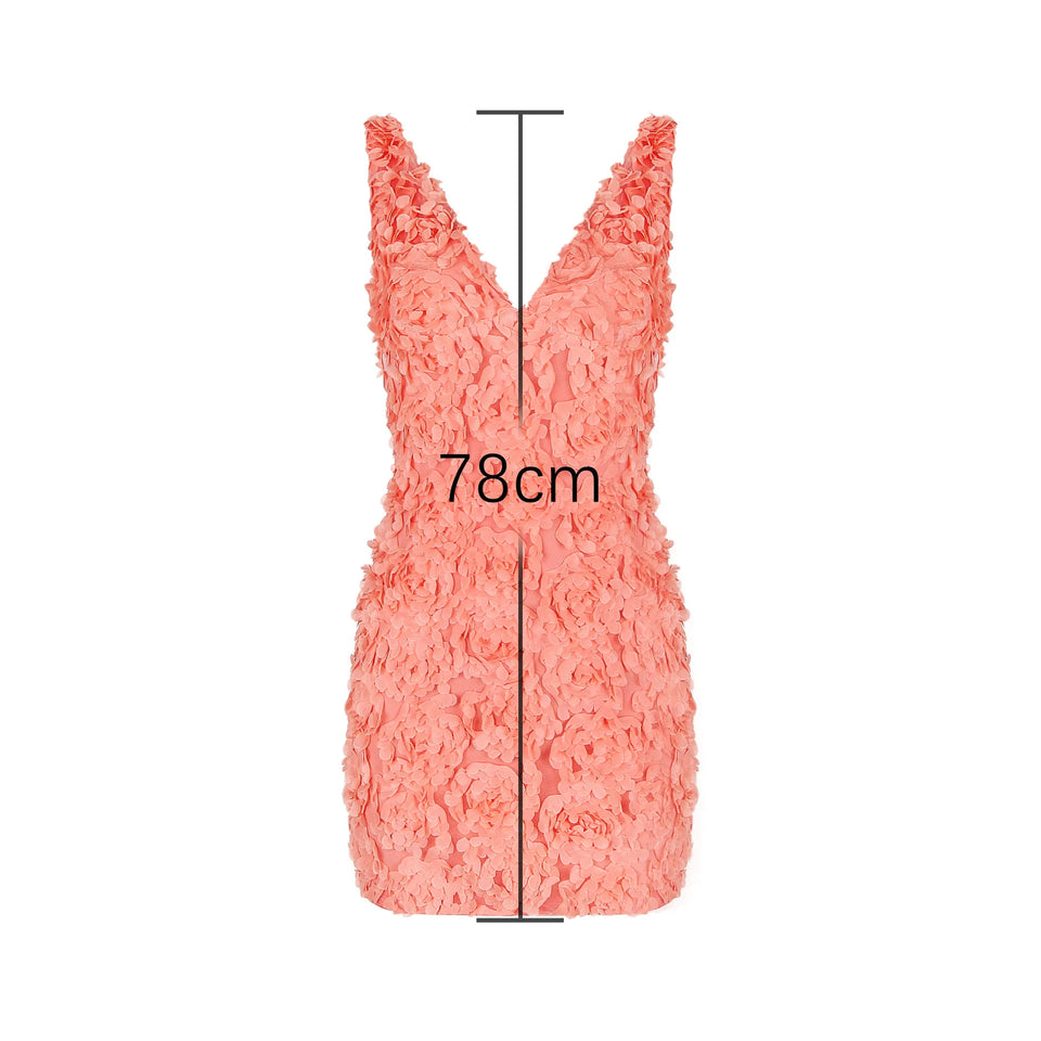 Suninheart Summer Floral Applique Mini Dress Sexy 2024 New Arrivals Orange V Neck Bodycon Party Dresses Satin Birthday Dress