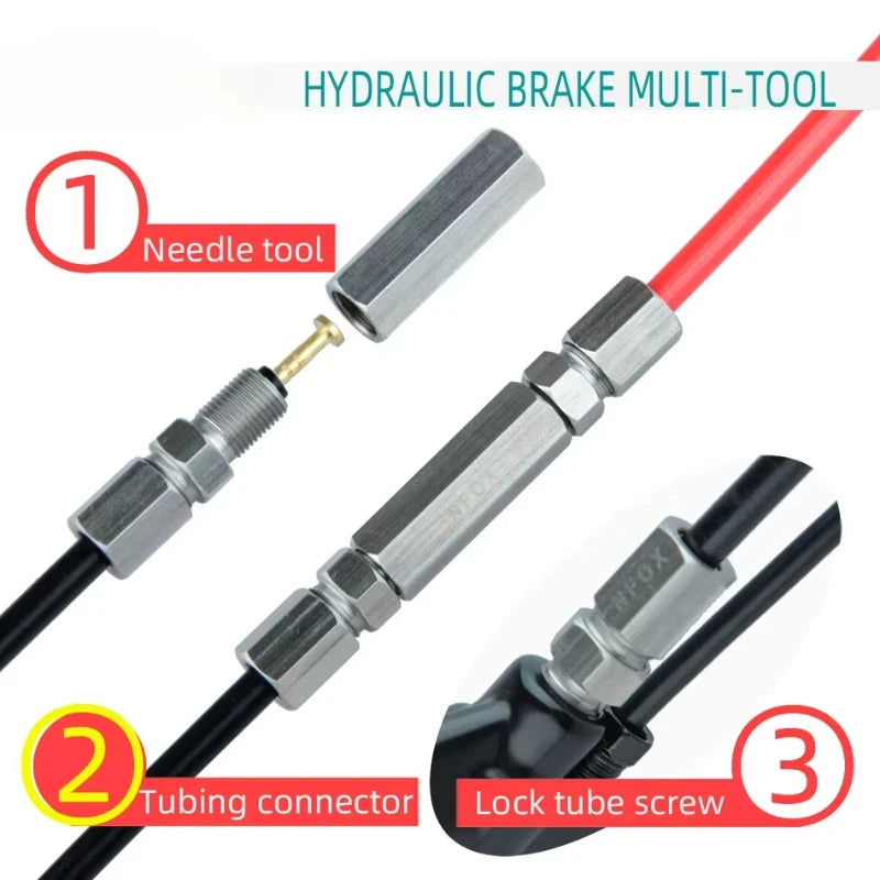 Electric Bicycle Scooter Hydraulic Brake Simple Oil Bleed Needle Pipe Maintenance Repair Tool Connector Lock Pipe Screw Bike