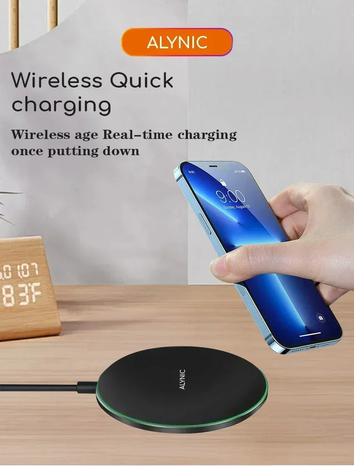 Fast Wireless Charger Pad Stand for iPhone 16 15 14 Samsung Xiaomi Earphone Phone Chargers Induction Wireless Charging Station