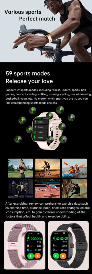 2026 New Smart Watches Women Full Touch Screen Bluetooth Call Waterproof Sport Fitness Tracker Lady Watches Smartwatch For Men