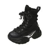 Women Ankle Boots Autumn Chunky Shoes Woman High Platform Breathable Sneakers 7.5CM Thick Sole Wedges Motorcycles Boots Winter