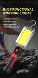 COB Floodlight Rechargeable Lamp Led Work Light Use 2*18650 Battery Led Portable Magnetic Light Hook Clip Waterproof