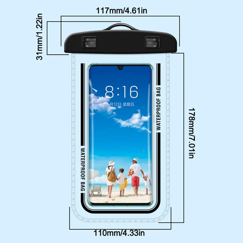 New IPX8 Waterproof Phone Pouch Transparent Touchable Floating Phone Waterproof Bag for Beach Underwater Photography Phone Cover