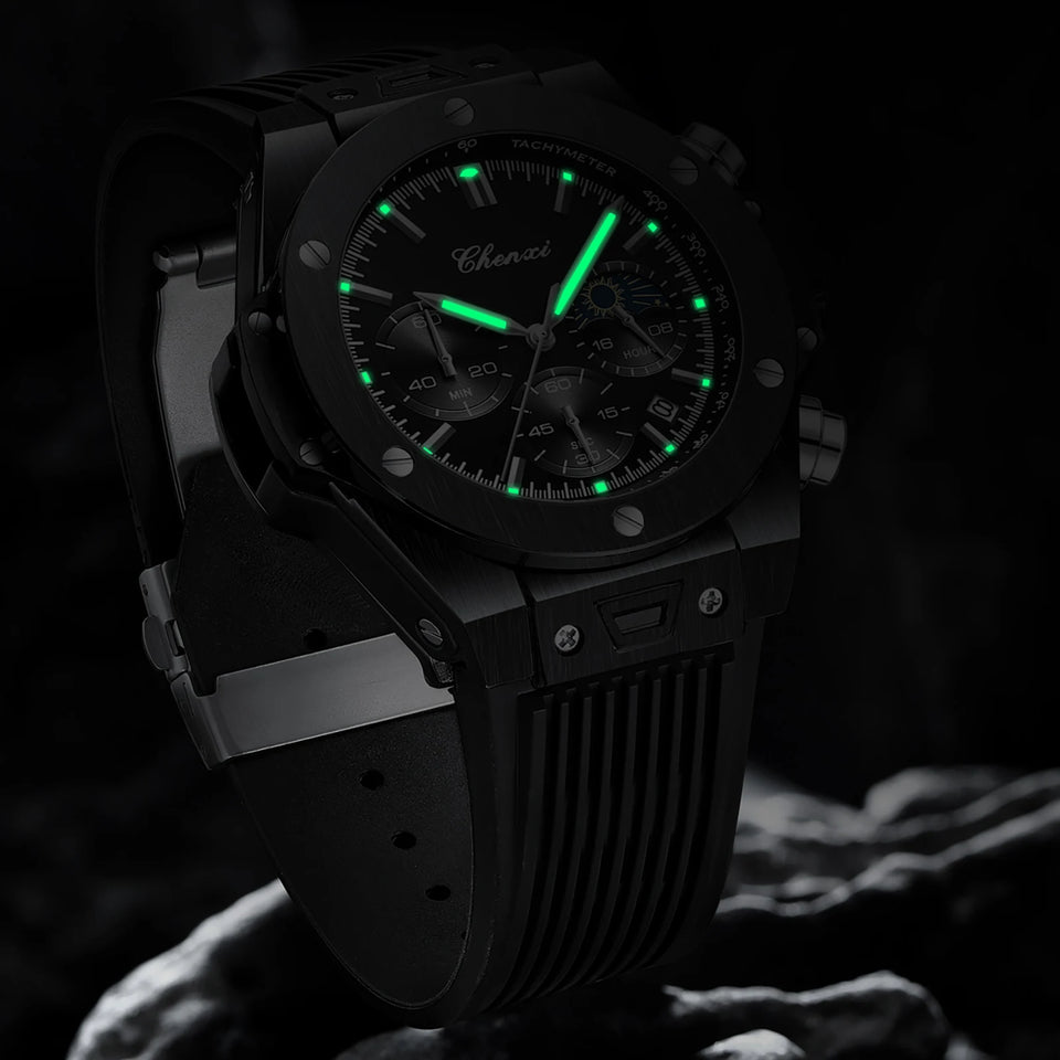 Men Watches High Quality Waterproof Sports Chronograph Quartz Wristwatches Silicone Strap Calendar Luminous Watch For Men