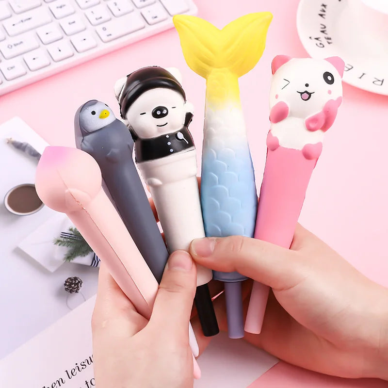 New Squishy Antistress Toys Ice Cream Hot Dog Dinosaur Slow Rising Pen Soft Squeeze Pen Stress Relief Toy Christmas Gifts