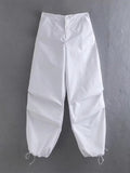 Willshela Women Fashion Parachute Cargo Pants Vintage Jogging Trousers High Elastic Waist Female Chic Lady Boot Cut