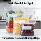 3 Size Reusable Storage Bags Transparent Leak Proof Freezer Bags Airtight Seal for Food Fruit Veggie Storage