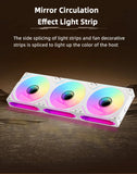 COOLCIRC PC Case Fan 120mm ARGB  Mirror Cycle Light Effect CPU Cooler Fan 4PIN PWM 58.36CFM Fan for Computer Water Cooler