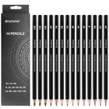 6/29 pcs Pro Sketching Drawing Pencils Set with Roll-Up Nylon Case,14 Graphite Pencils (14B-5H), Charcoal Pencils,Erasers