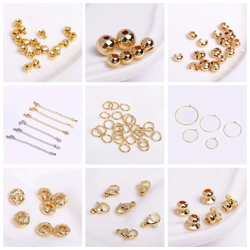 18k Gold Plated Spacer Beads For Bracelet Making,Separators For Beads,Jewelry Fittings,DIY Jewellery Making Supplies Wholesale