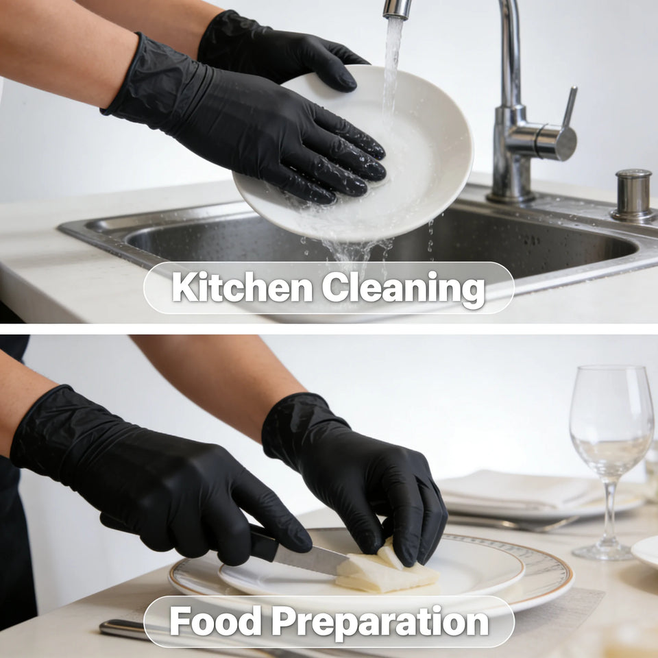 100 PCS Black Nitrile Gloves Thickened Disposable Gloves for Cleaning Hairdressing  Waterproof Dishwashing Tattoo Gloves