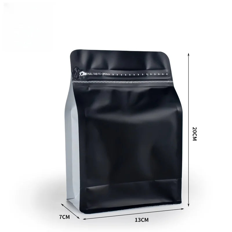 StoBag 50pcs 250g Coffee Beans Packaging Bag with Valve Aluminum Foil Heat Sealing for Powder Tea Nuts Storage Reusable Pouch