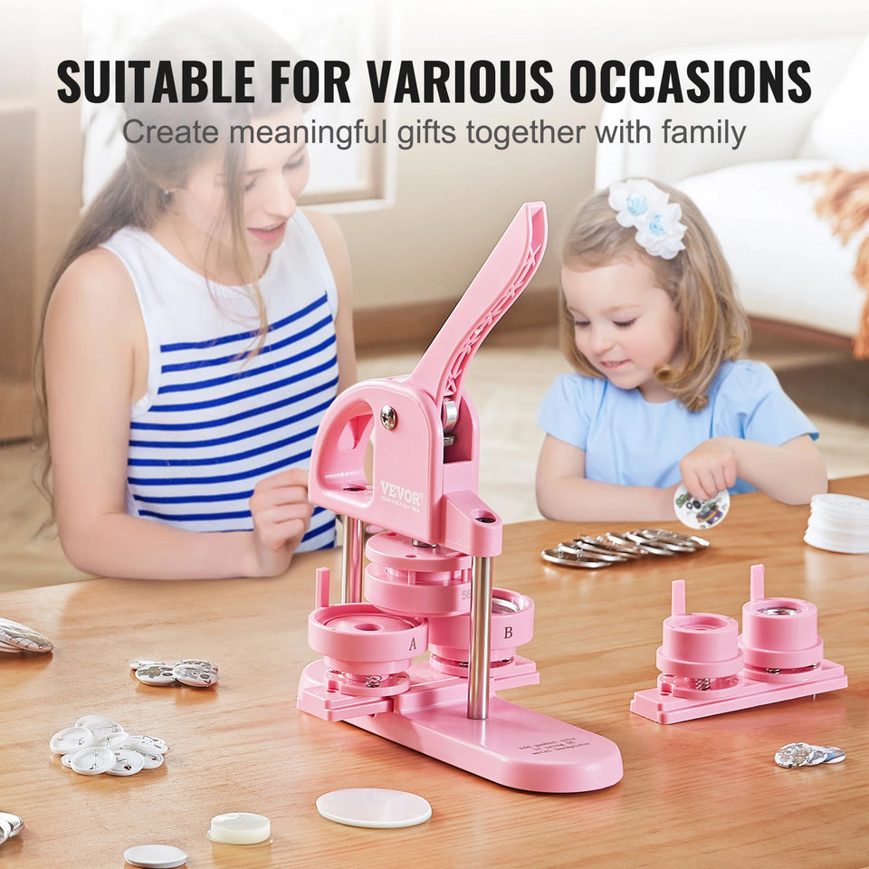 SucceBuy 3-IN-1 Button Maker Button Maker Machine with Panda Magic Book  Ergonomic Arc Handle Punch Press Kit