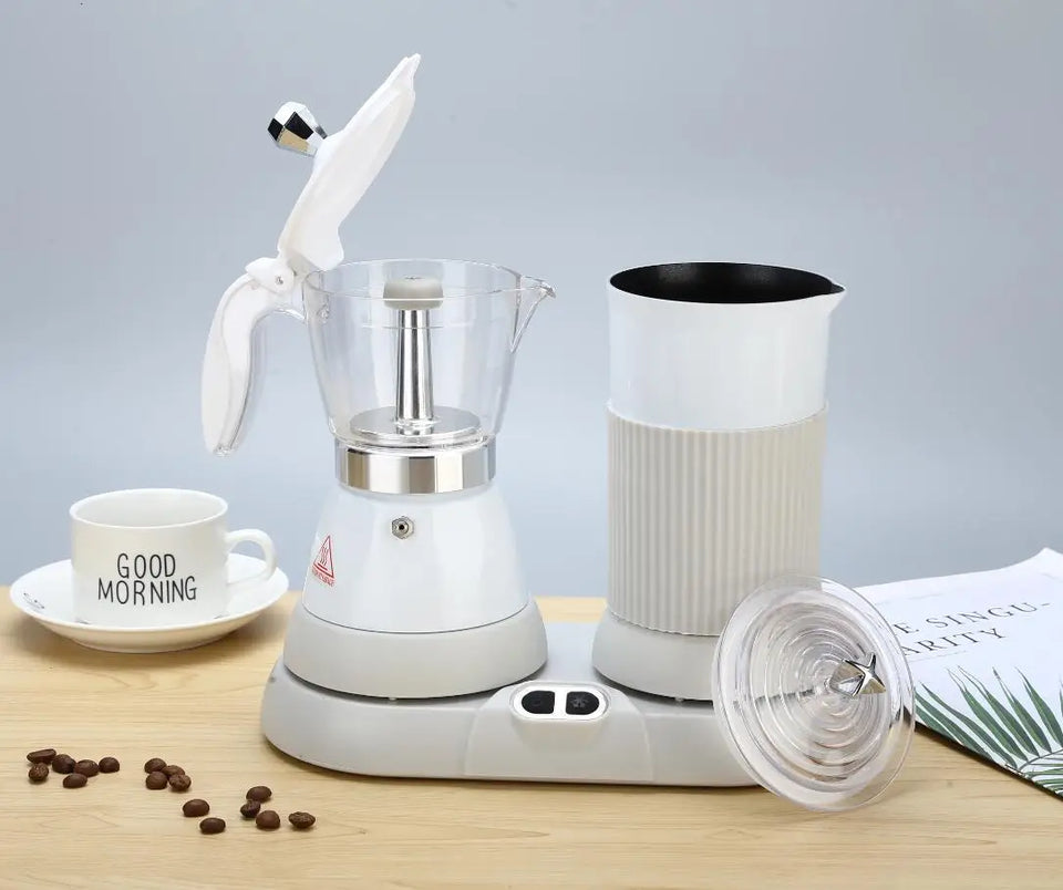 4 Cups Electric Coffee Machine Home Auto Milk Frothing All-In-One Machine Slow Extraction Italian Moka Pot Multifunction 400W