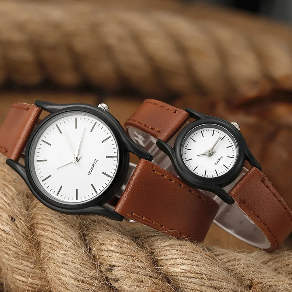 Classic Lovers Watches Men Women Casual Leather Strap Quartz Men's and Women's Pair Quartz Watch Gift High Quality