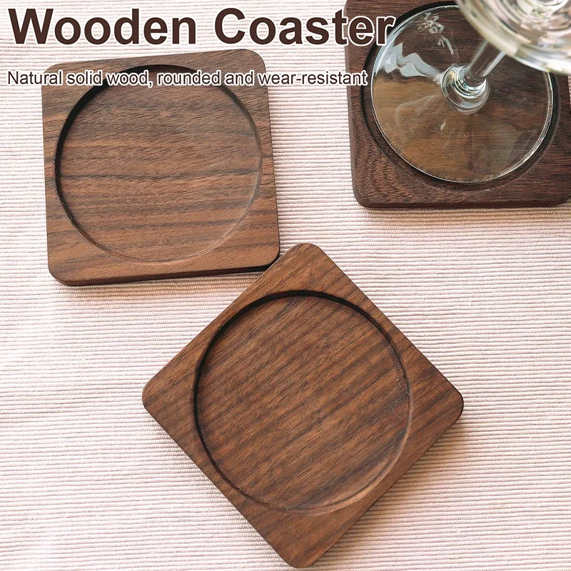 Wood Coasters for Drink Beech Coasters Heat Resistant Round Non-slip Pad Cup Coasters Tea Coffee Cup Pad for Home Table Kitchen