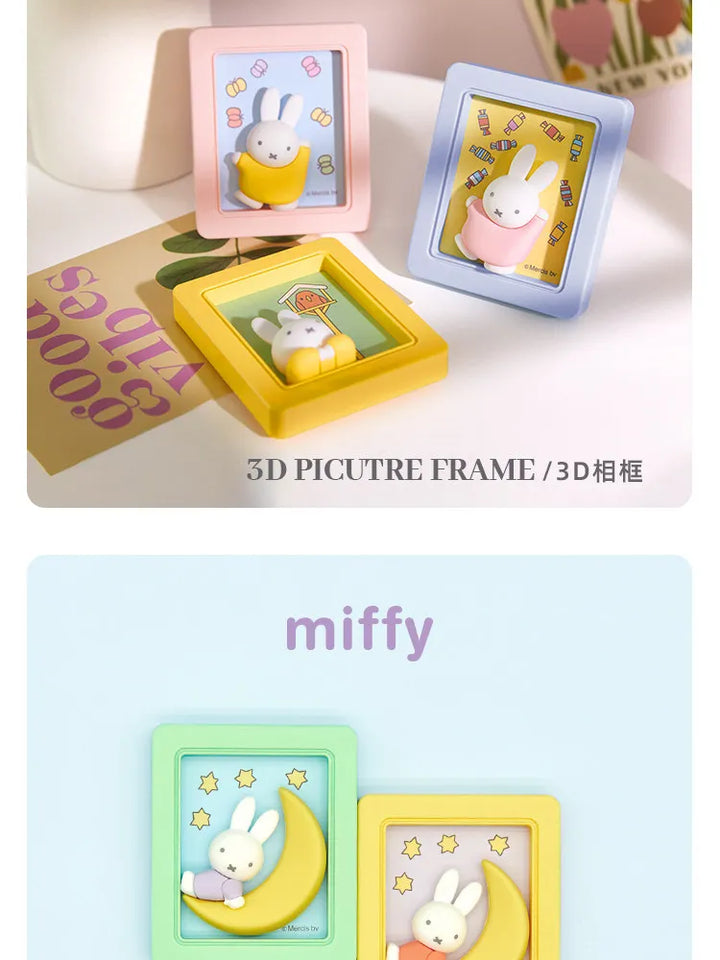 Miffy Photo Frame Phone Stand Blind Box Studying Reading Dreaming Rabbit Model Magnetic Refrigerator Sticker Decoration Gift