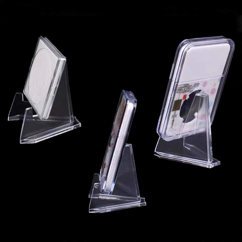 10PCS Acrylic Display Holder Transparent Triangle Commemorative Coin Photo Card Holder Display Rack Phone Stand Home Decor