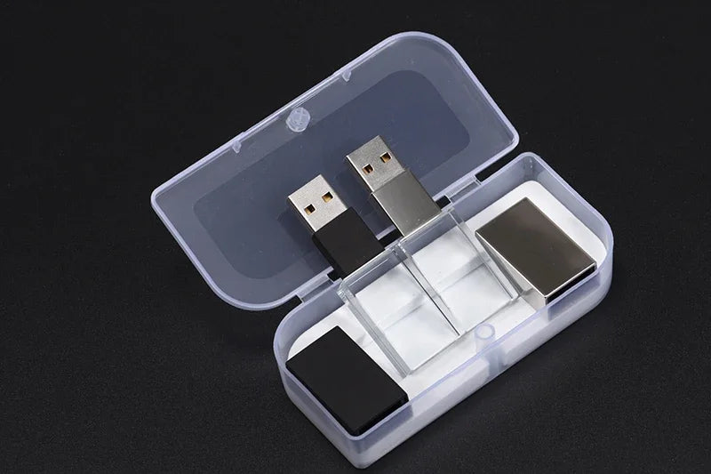 10PCS LOT High-speed Crystal USB Flash Drives 128GB Free Logo Pendrive 64GB Memory Stick 32GB 4GB Iron Box high-capacity U Disk