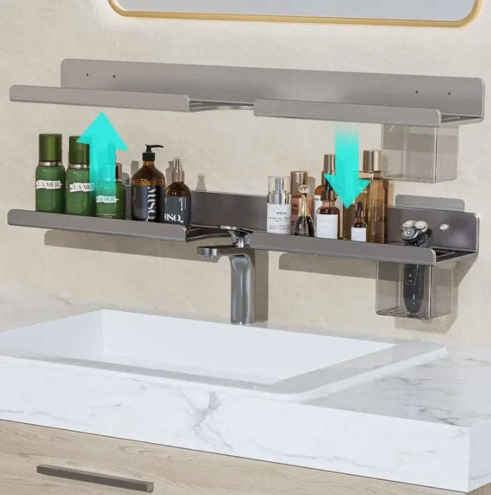 Washroom Faucet Sink Wall-mounted Punch-free Organizer In Front Of The Mirror Bathroom Shower Gel Storage Shelf
