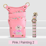Fenice scissors storage bag,hold 8 scissors, 8 paintings, 6 colors cowhide,waist bag, pet beautician, barber's special waist bag
