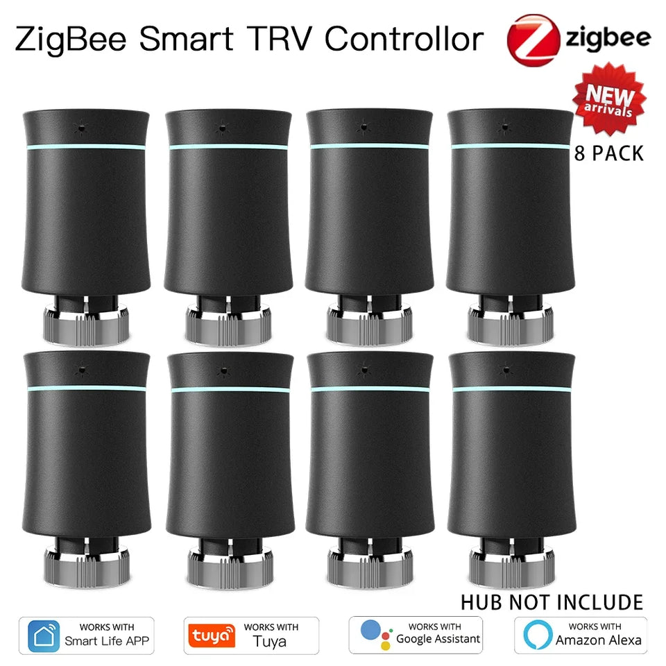 MOES ZigBee3.0 TRV New Radiator Actuator Valve Tuya Smart Programmable Thermostat Temperature Heater Alexa Voice Control